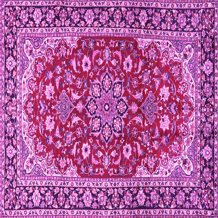 Square Machine Washable Medallion Pink Traditional Rug, wshtr2535pnk