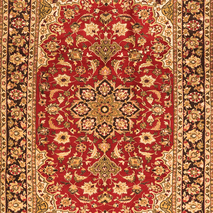 Serging Thickness of Machine Washable Medallion Orange Traditional Area Rugs, wshtr2535org