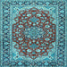 Square Medallion Light Blue Traditional Rug, tr2535lblu