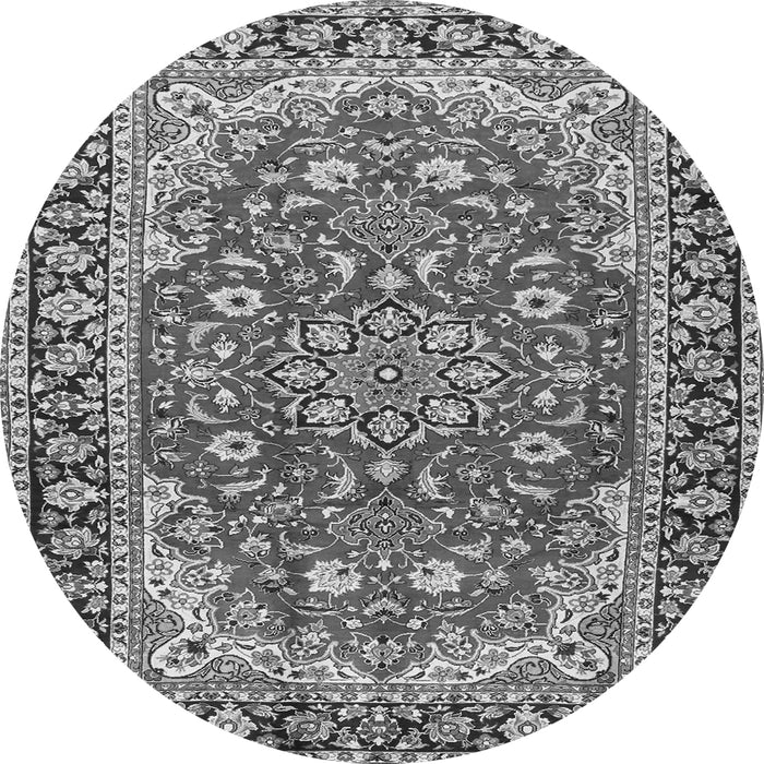 Machine Washable Medallion Gray Traditional Rug, wshtr2535gry