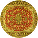 Round Medallion Yellow Traditional Rug, tr2535yw