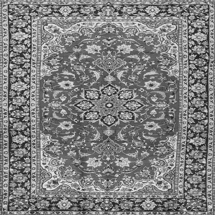 Round Machine Washable Medallion Gray Traditional Rug, wshtr2535gry