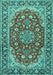 Machine Washable Medallion Turquoise Traditional Area Rugs, wshtr2535turq