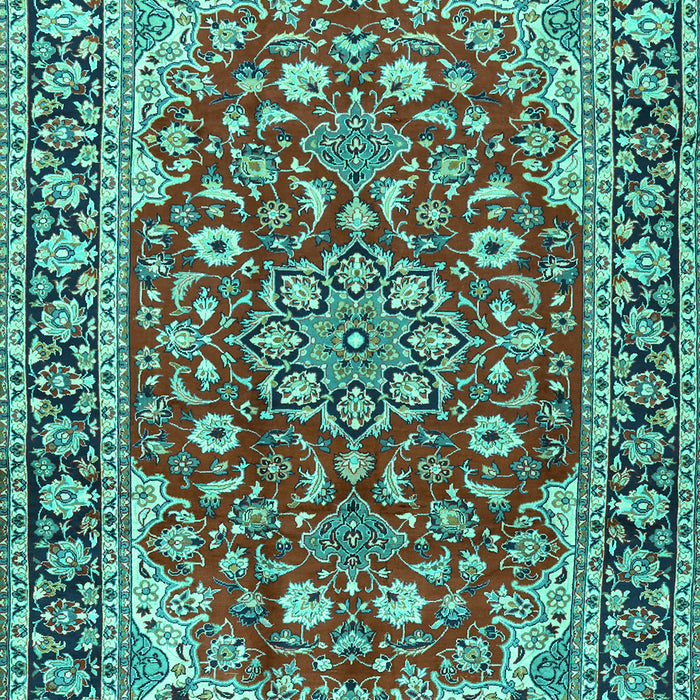 Machine Washable Medallion Turquoise Traditional Area Rugs, wshtr2535turq