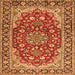 Serging Thickness of Medallion Orange Traditional Rug, tr2535org