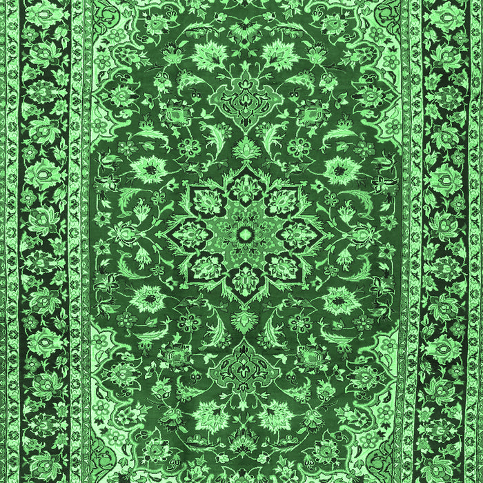 Machine Washable Medallion Emerald Green Traditional Area Rugs, wshtr2535emgrn
