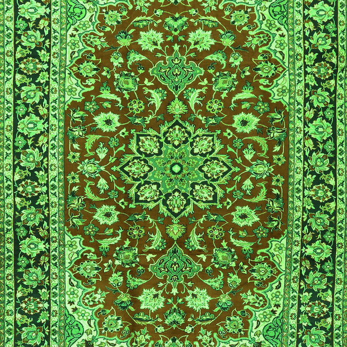 Serging Thickness of Machine Washable Medallion Green Traditional Area Rugs, wshtr2535grn