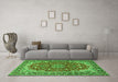 Machine Washable Medallion Green Traditional Area Rugs in a Living Room,, wshtr2535grn