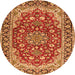 Square Medallion Orange Traditional Rug, tr2535org