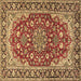 Square Medallion Brown Traditional Rug, tr2535brn