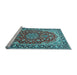 Sideview of Machine Washable Medallion Light Blue Traditional Rug, wshtr2535lblu