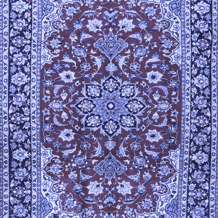 Machine Washable Medallion Blue Traditional Rug, wshtr2535blu