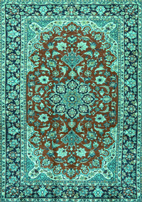 Medallion Turquoise Traditional Rug, tr2535turq