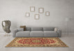 Machine Washable Medallion Brown Traditional Rug in a Living Room,, wshtr2535brn