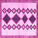 Square Machine Washable Southwestern Pink Country Rug, wshtr2536pnk