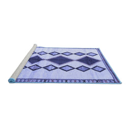 Sideview of Machine Washable Southwestern Blue Country Rug, wshtr2536blu