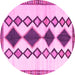 Round Southwestern Pink Country Rug, tr2536pnk