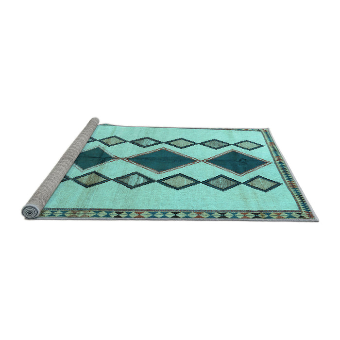Sideview of Machine Washable Southwestern Light Blue Country Rug, wshtr2536lblu