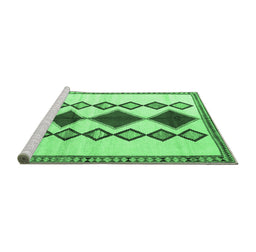 Sideview of Machine Washable Southwestern Emerald Green Country Area Rugs, wshtr2536emgrn