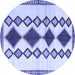 Round Southwestern Blue Country Rug, tr2536blu