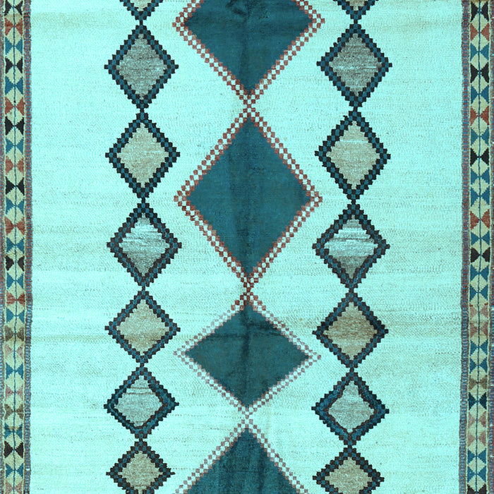 Machine Washable Southwestern Light Blue Country Rug, wshtr2536lblu