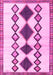 Machine Washable Southwestern Pink Country Rug, wshtr2536pnk