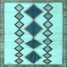 Square Southwestern Light Blue Country Rug, tr2536lblu