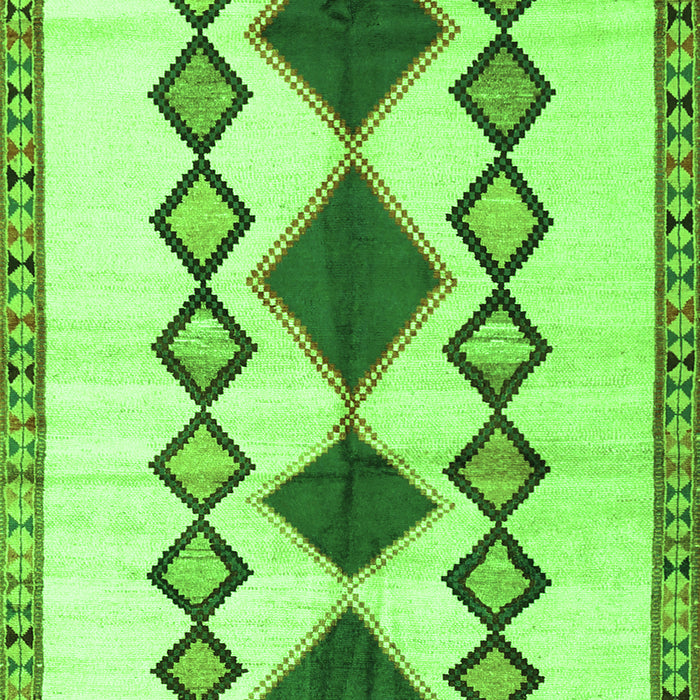 Serging Thickness of Machine Washable Southwestern Green Country Area Rugs, wshtr2536grn