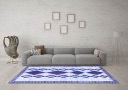 Machine Washable Southwestern Blue Country Rug in a Living Room, wshtr2536blu