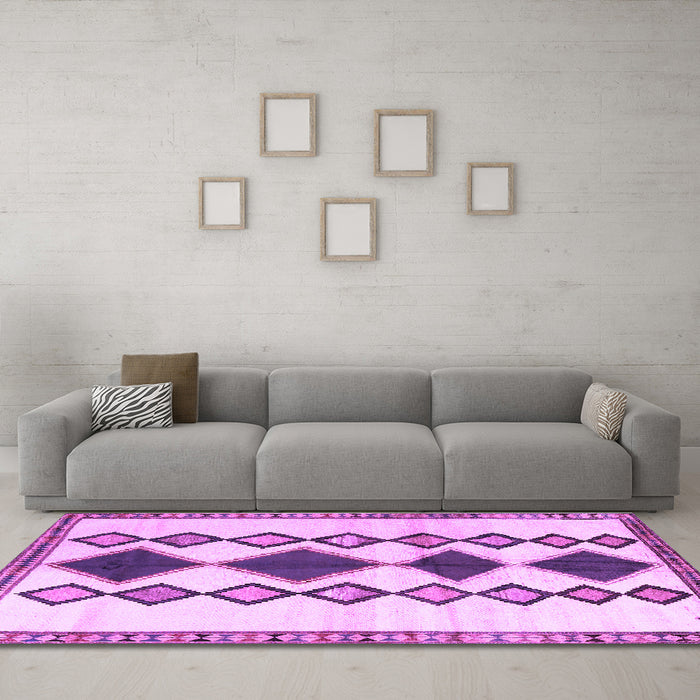 Machine Washable Southwestern Purple Country Area Rugs in a Living Room, wshtr2536pur