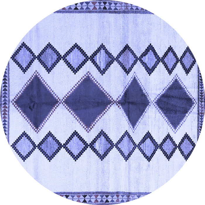 Round Machine Washable Southwestern Blue Country Rug, wshtr2536blu