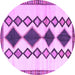 Round Machine Washable Southwestern Purple Country Area Rugs, wshtr2536pur