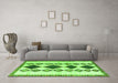 Machine Washable Southwestern Green Country Area Rugs in a Living Room,, wshtr2536grn