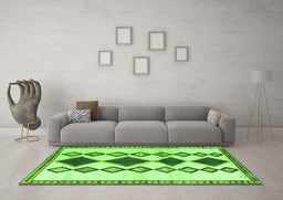 Machine Washable Southwestern Green Country Area Rugs in a Living Room,, wshtr2536grn