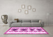 Machine Washable Southwestern Pink Country Rug in a Living Room, wshtr2536pnk