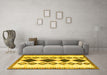 Machine Washable Southwestern Yellow Country Rug in a Living Room, wshtr2536yw