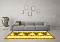 Machine Washable Southwestern Yellow Country Rug, wshtr2536yw