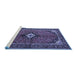 Sideview of Machine Washable Persian Blue Traditional Rug, wshtr2537blu