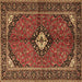 Square Machine Washable Persian Brown Traditional Rug, wshtr2537brn