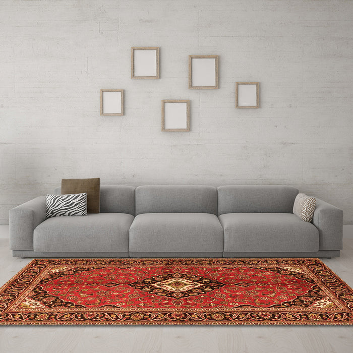 Machine Washable Persian Orange Traditional Area Rugs in a Living Room, wshtr2537org