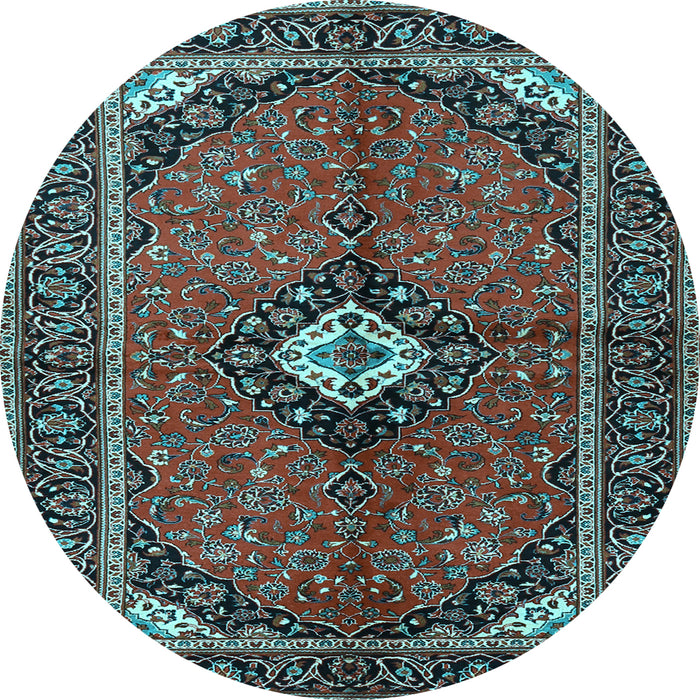 Round Machine Washable Persian Light Blue Traditional Rug, wshtr2537lblu