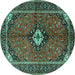 Round Persian Turquoise Traditional Rug, tr2537turq