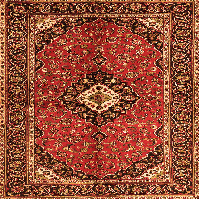 Round Machine Washable Persian Orange Traditional Area Rugs, wshtr2537org