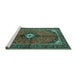 Sideview of Machine Washable Persian Turquoise Traditional Area Rugs, wshtr2537turq