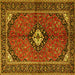 Square Machine Washable Persian Yellow Traditional Rug, wshtr2537yw