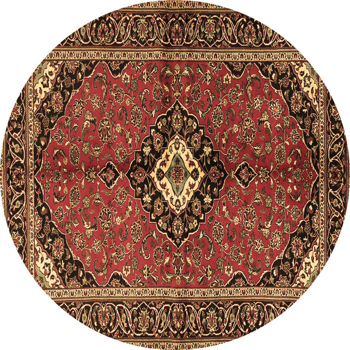 Round Machine Washable Persian Brown Traditional Rug, wshtr2537brn