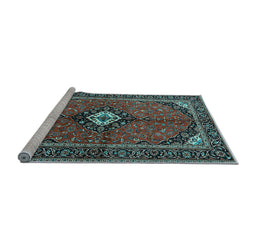 Sideview of Machine Washable Persian Light Blue Traditional Rug, wshtr2537lblu