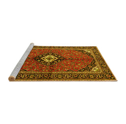 Sideview of Machine Washable Persian Yellow Traditional Rug, wshtr2537yw