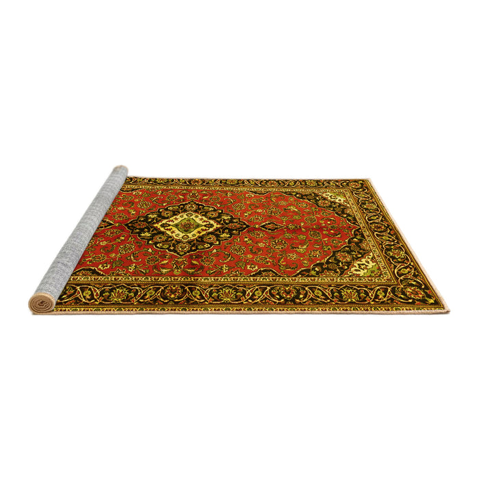 Sideview of Machine Washable Persian Yellow Traditional Rug, wshtr2537yw