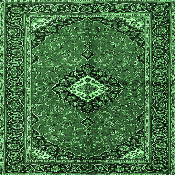 Square Machine Washable Persian Emerald Green Traditional Area Rugs, wshtr2537emgrn